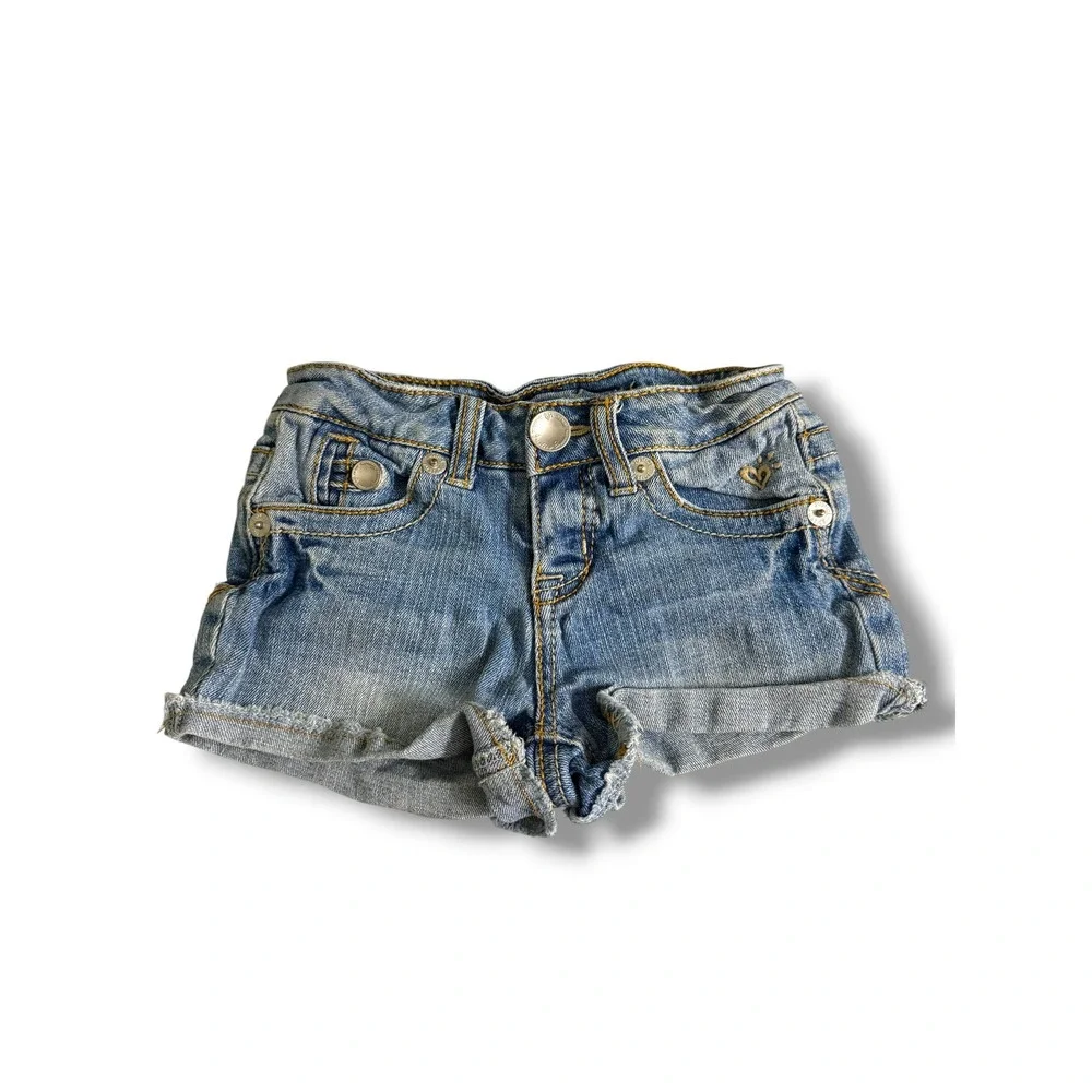 Justice Girls Light Wash Denim Shorts Rolled Cuff Size 7R Shortie‎